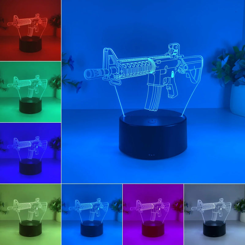 Luminária de Mesa Submetralhadora– Luz Noturna USB