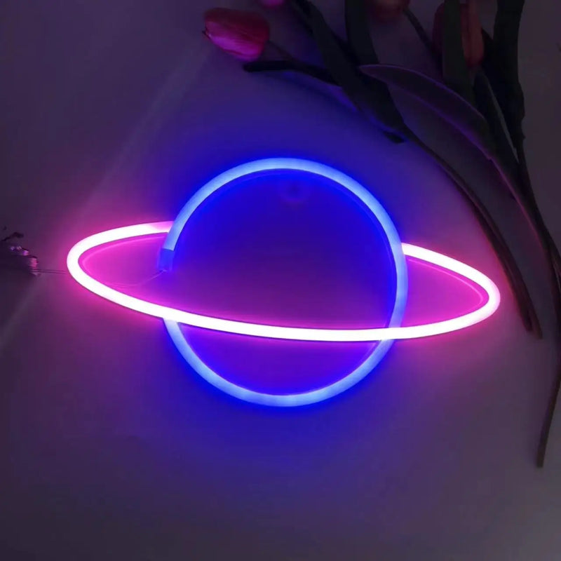 Luminária Neon em Forma de Planeta – USB ou Bateria, Decoração para Quarto e Festas (Bateria Não Incluída)