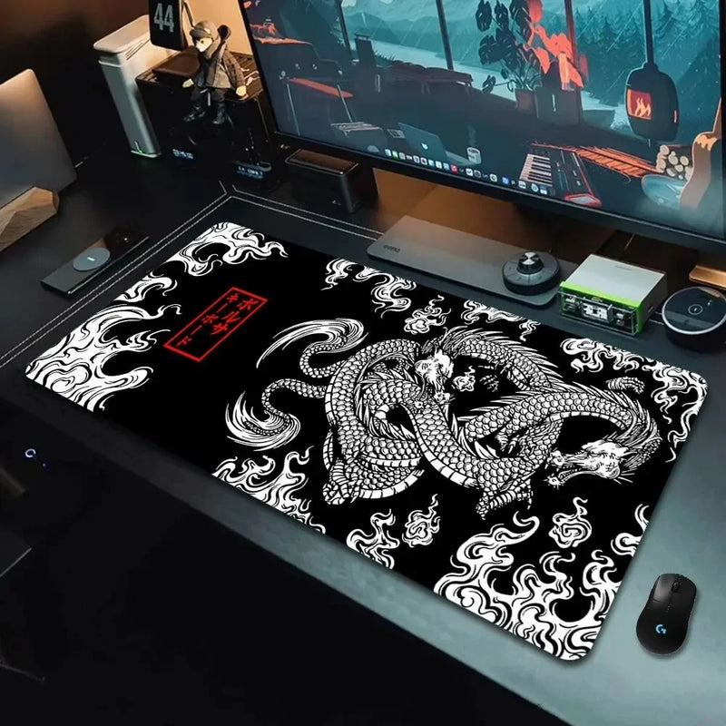 Mousepad Gamer Dragon XXL – Superfície de Tecido Rápida e Antiderrapante (900x400mm / 700x300mm)