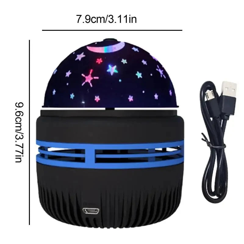 Luz Noturna LED Projetora Rotativa – Céu Estrelado, Lua e Estrelas, USB