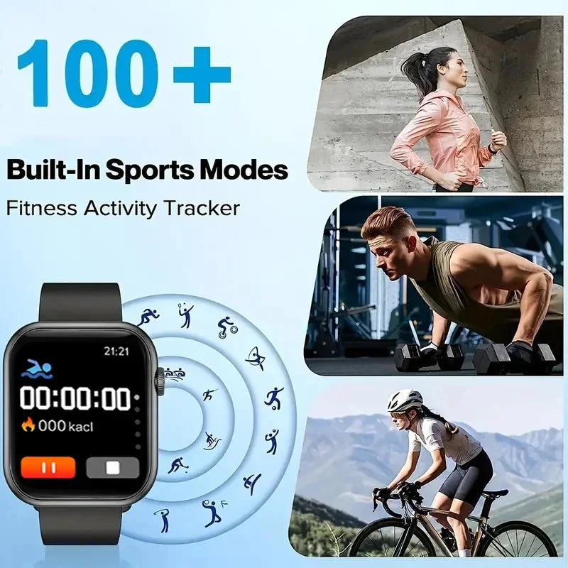 Smartwatch 2025 – Tela 1,73", Bluetooth, Chamadas e Monitoramento de Saúde (Android/iOS, Unissex)
