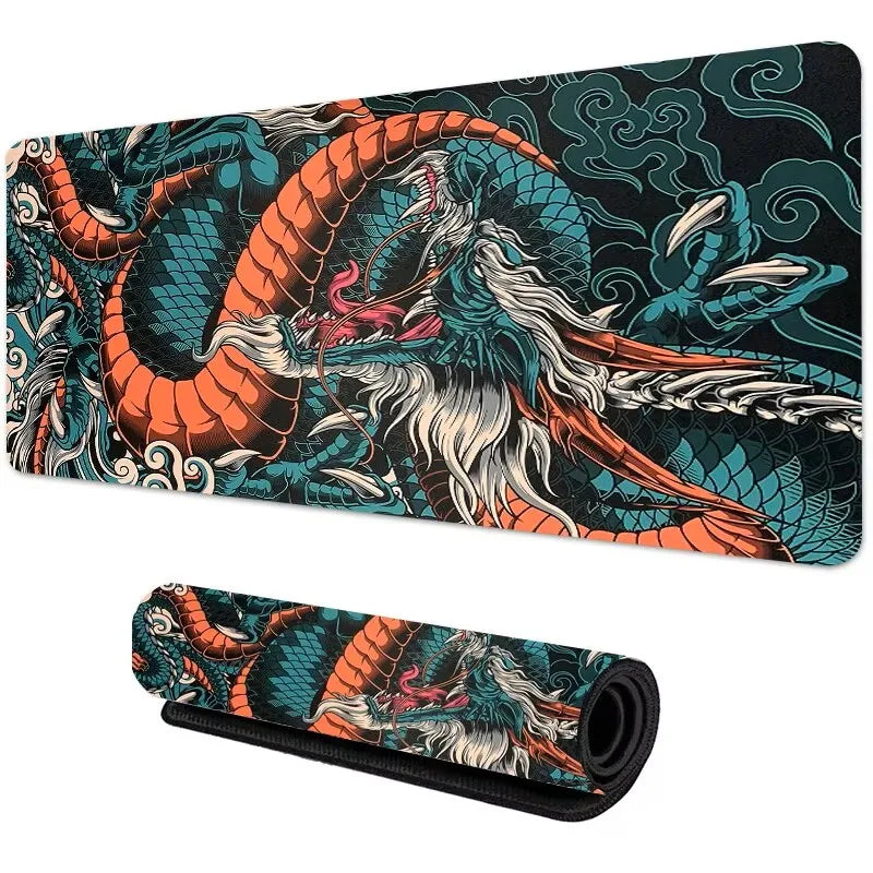 Mousepad Gamer Dragon XXL – Superfície de Tecido Rápida e Antiderrapante (900x400mm / 700x300mm)